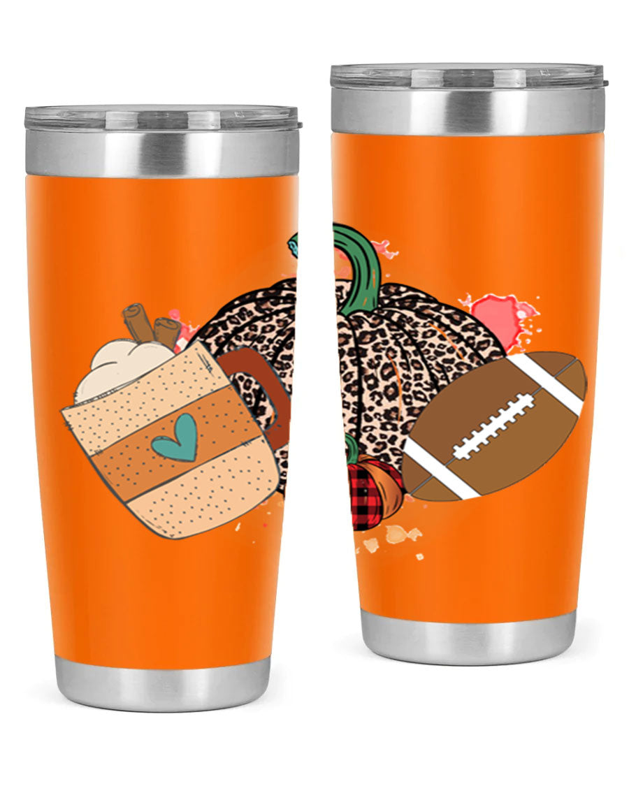 Happy Thanksgiving 250# tumbler in stainless steel with festive design, perfect for hot and cold beverages.