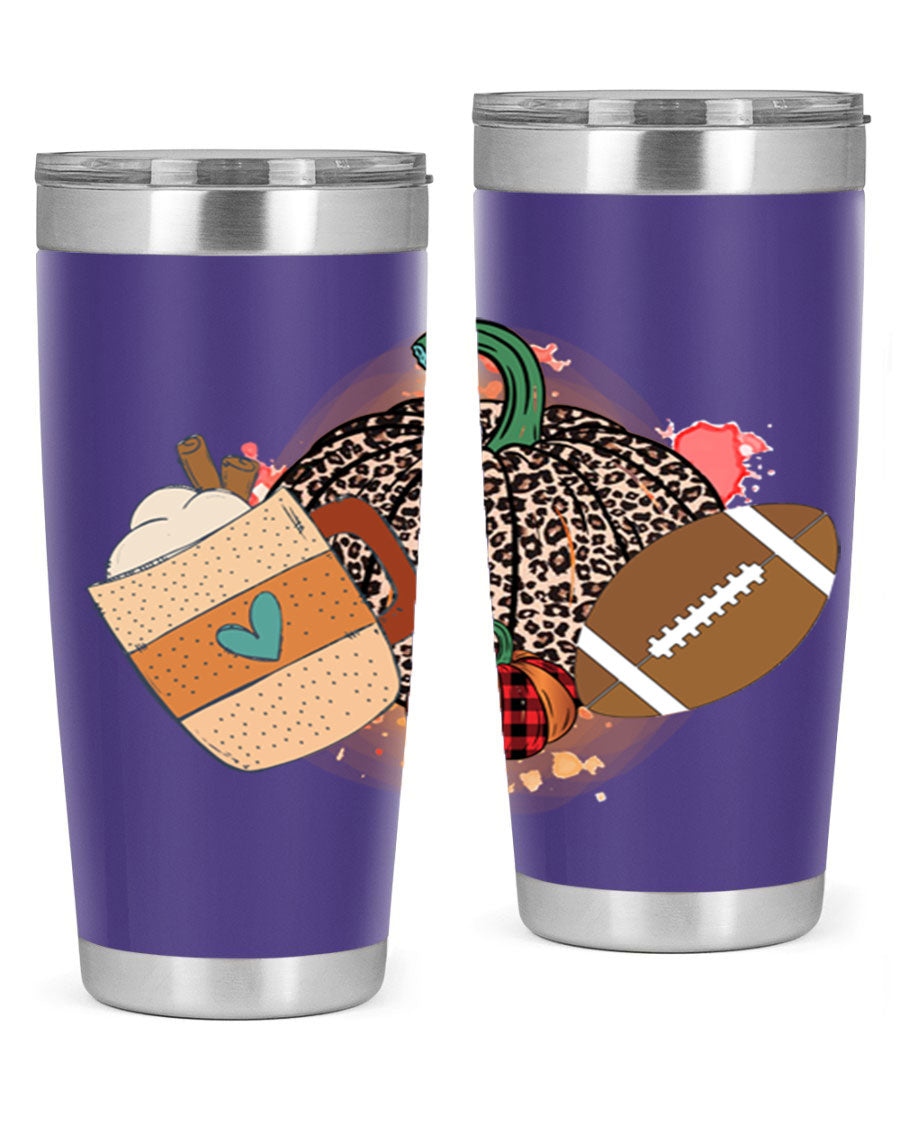 Happy Thanksgiving 250# tumbler in stainless steel with festive design, perfect for hot and cold beverages.