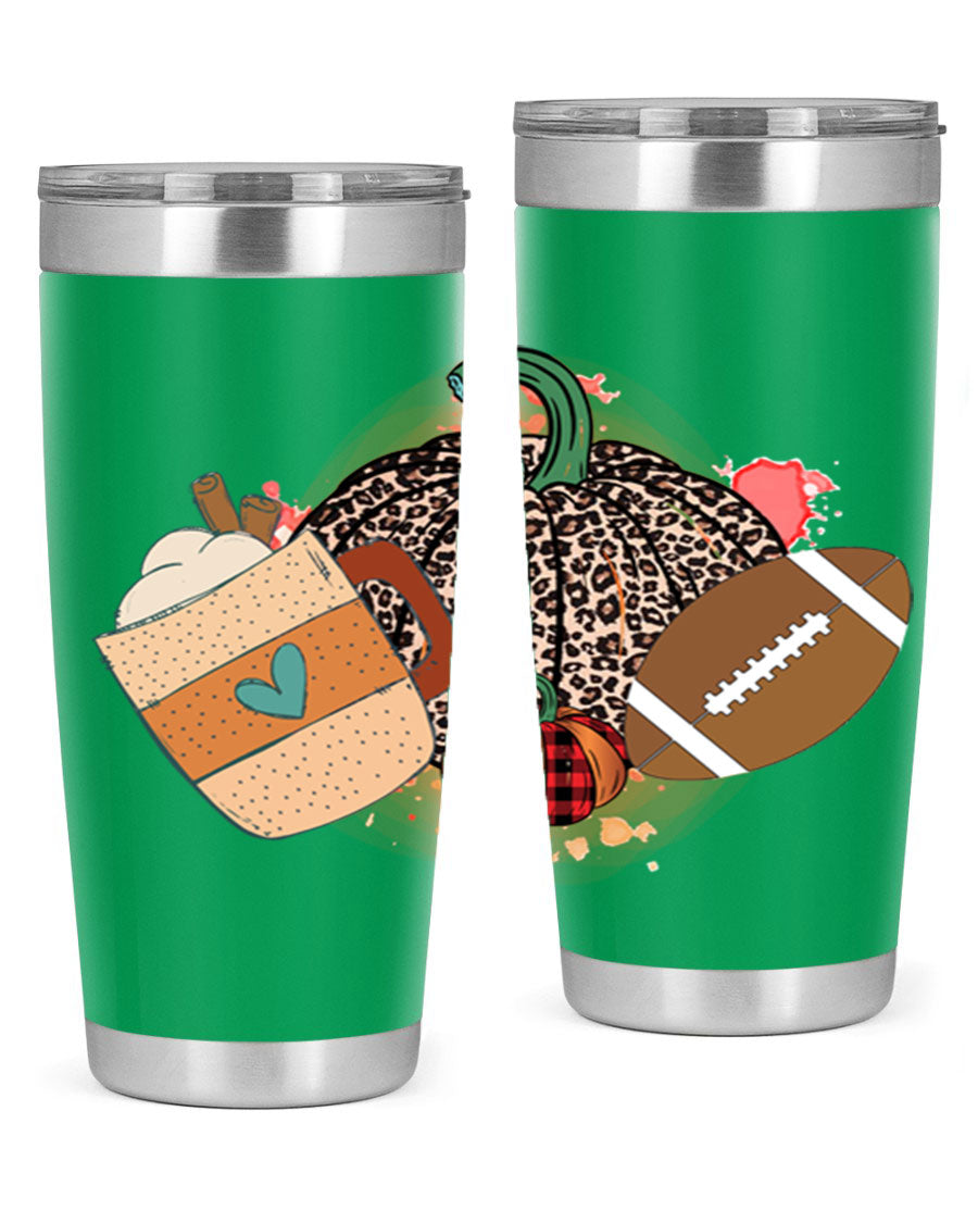 Happy Thanksgiving 250# tumbler in stainless steel with festive design, perfect for hot and cold beverages.