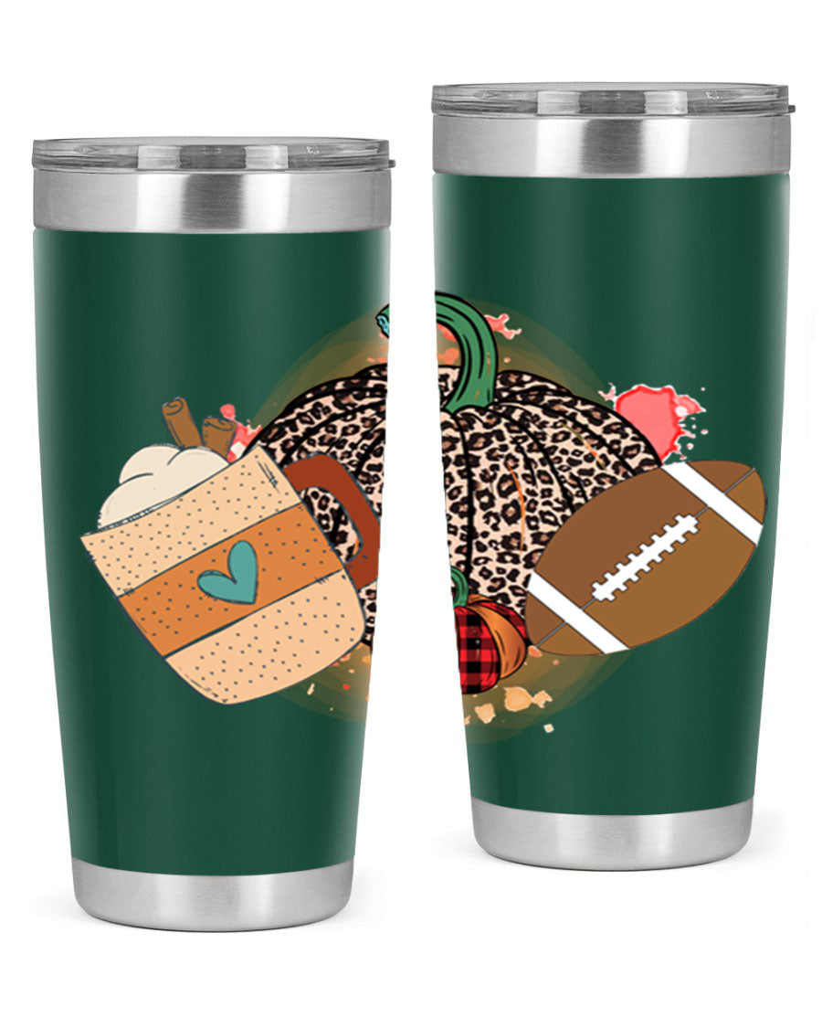 Happy Thanksgiving 250# tumbler in stainless steel with festive design, perfect for hot and cold beverages.