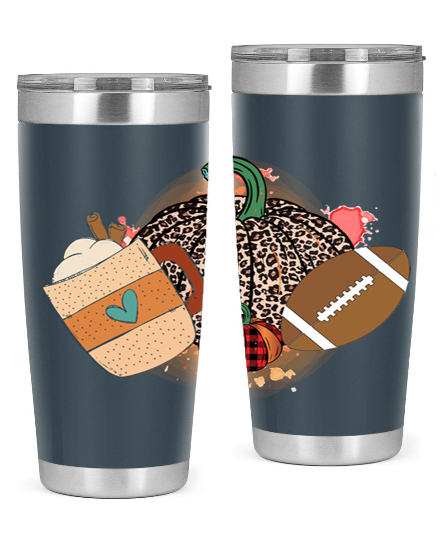Happy Thanksgiving 250# tumbler in stainless steel with festive design, perfect for hot and cold beverages.