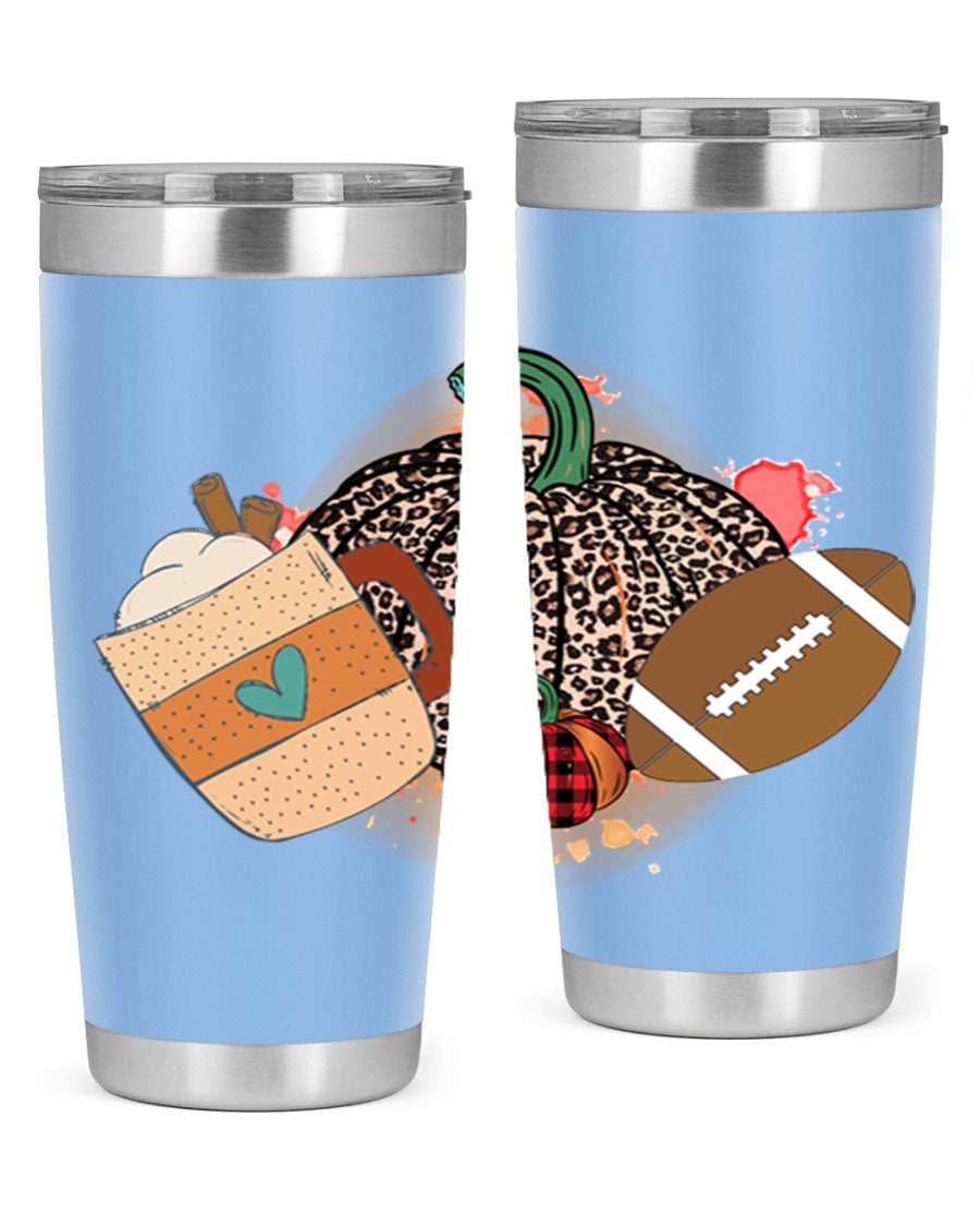 Happy Thanksgiving 250# tumbler in stainless steel with festive design, perfect for hot and cold beverages.