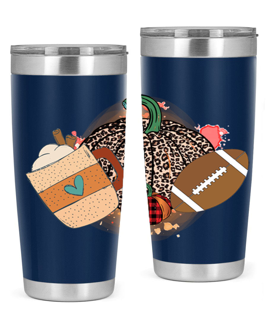 Happy Thanksgiving 250# tumbler in stainless steel with festive design, perfect for hot and cold beverages.