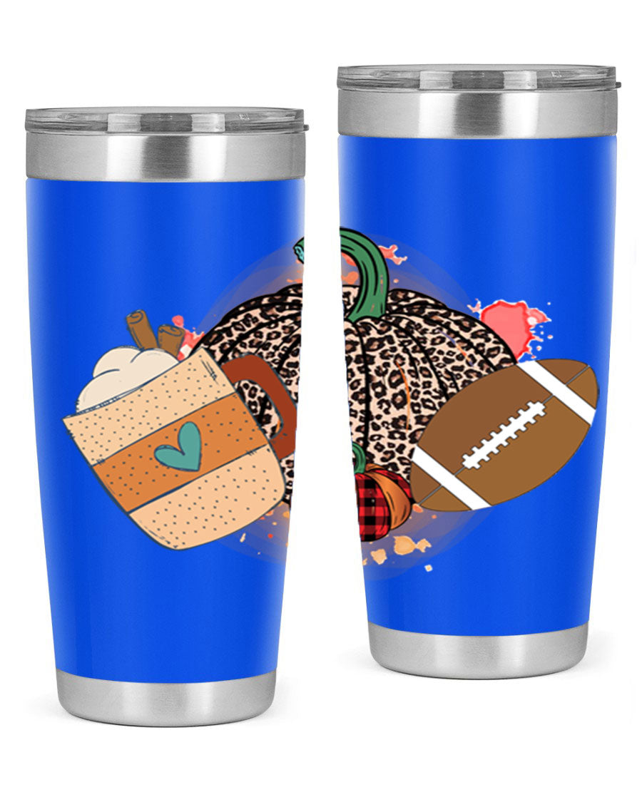 Happy Thanksgiving 250# tumbler in stainless steel with festive design, perfect for hot and cold beverages.