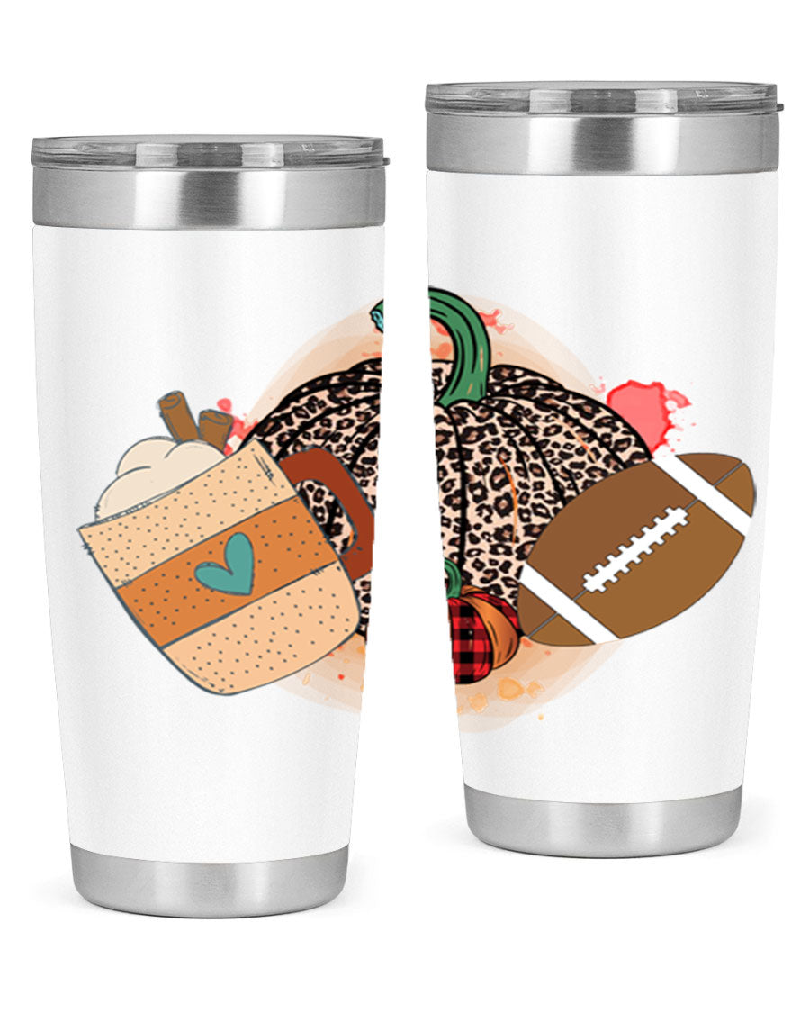 Happy Thanksgiving 250# tumbler in stainless steel with festive design, perfect for hot and cold beverages.