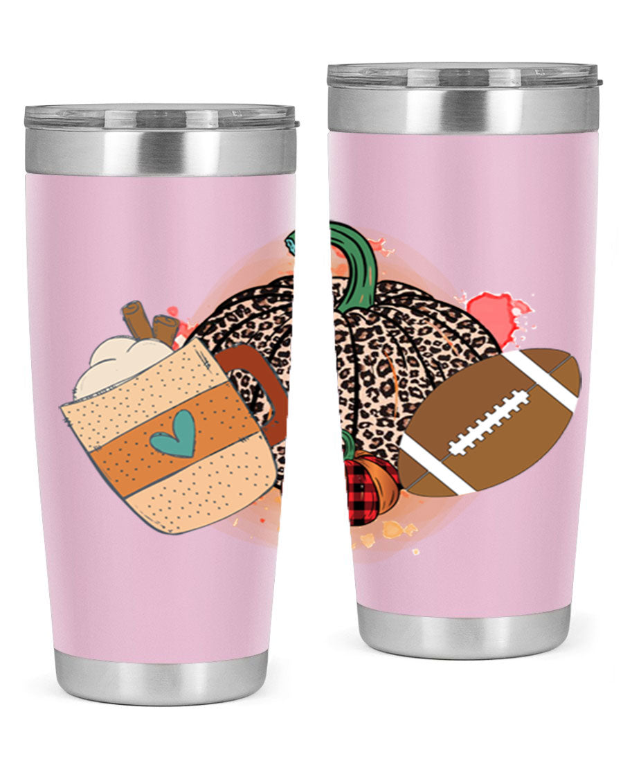 Happy Thanksgiving 250# tumbler in stainless steel with festive design, perfect for hot and cold beverages.