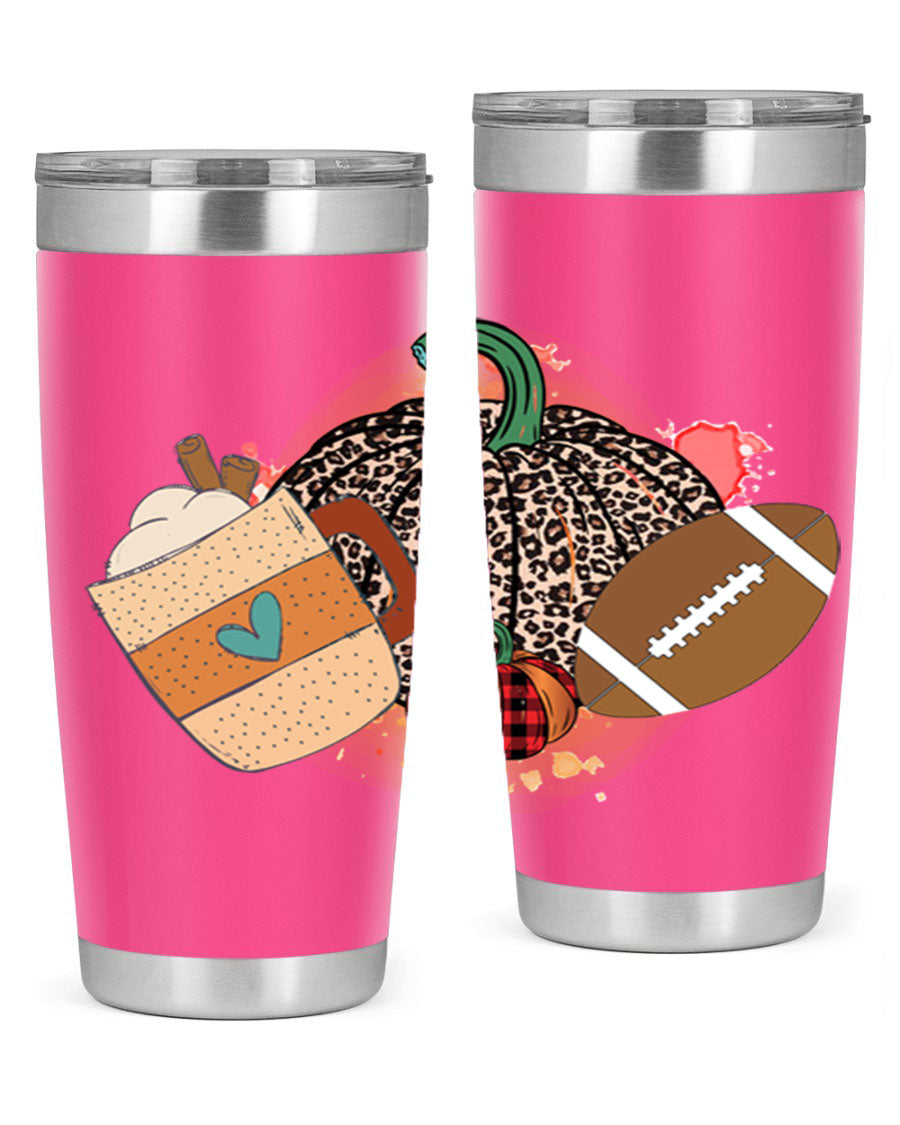 Happy Thanksgiving 250# tumbler in stainless steel with festive design, perfect for hot and cold beverages.