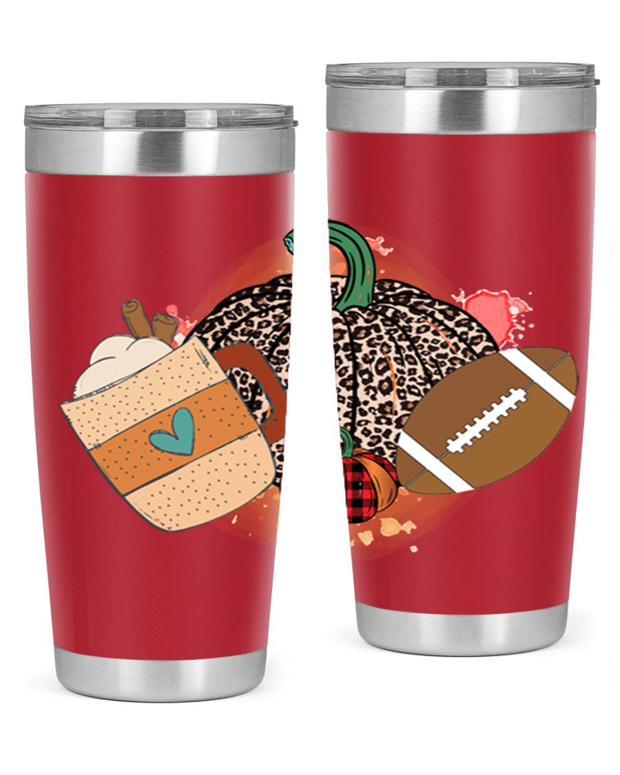 Happy Thanksgiving 250# tumbler in stainless steel with festive design, perfect for hot and cold beverages.