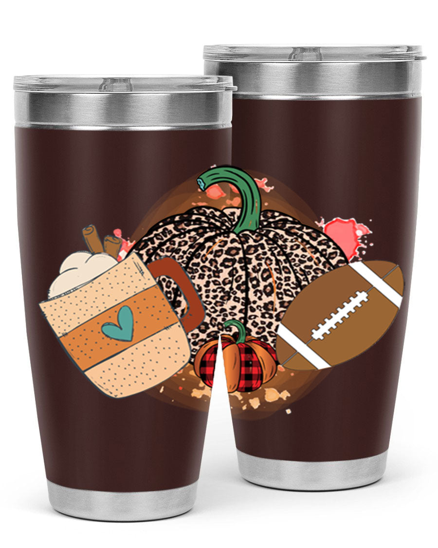 Happy Thanksgiving 250# tumbler in stainless steel with festive design, perfect for hot and cold beverages.