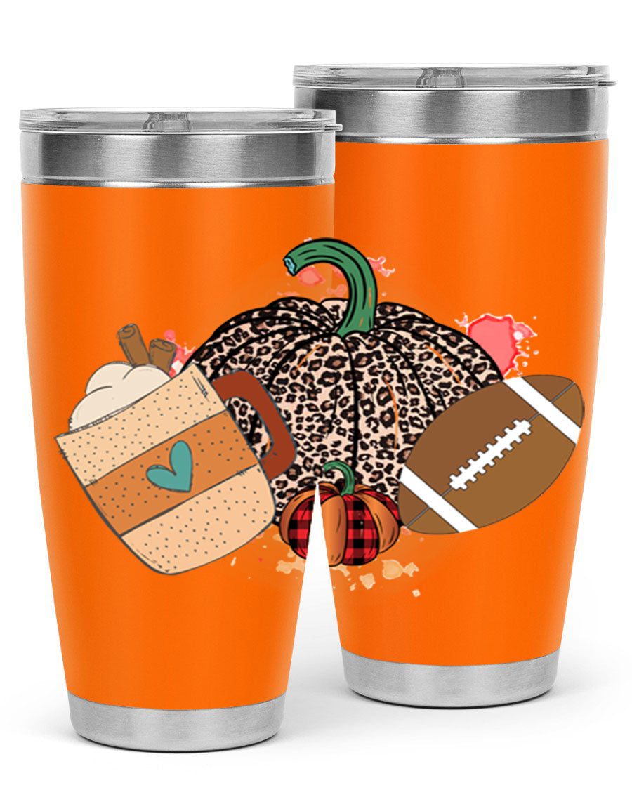 Happy Thanksgiving 250# tumbler in stainless steel with festive design, perfect for hot and cold beverages.