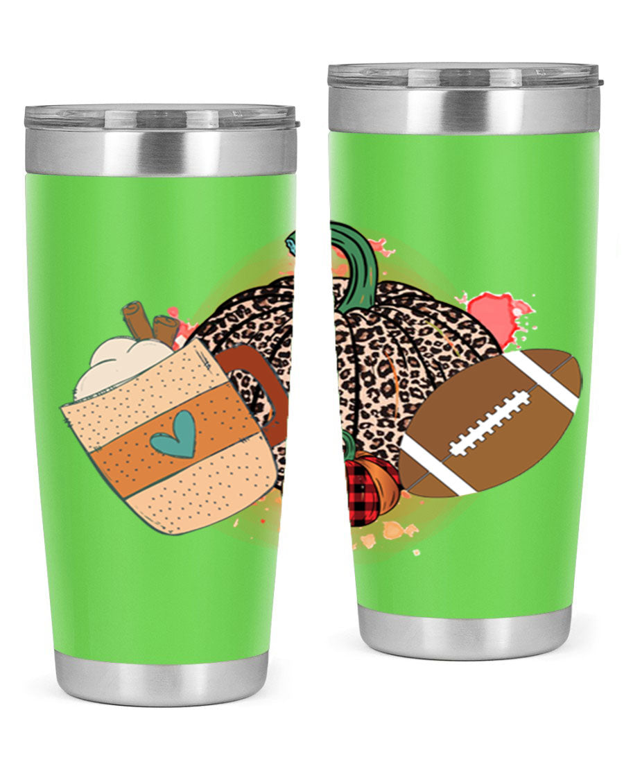 Happy Thanksgiving 250# tumbler in stainless steel with festive design, perfect for hot and cold beverages.