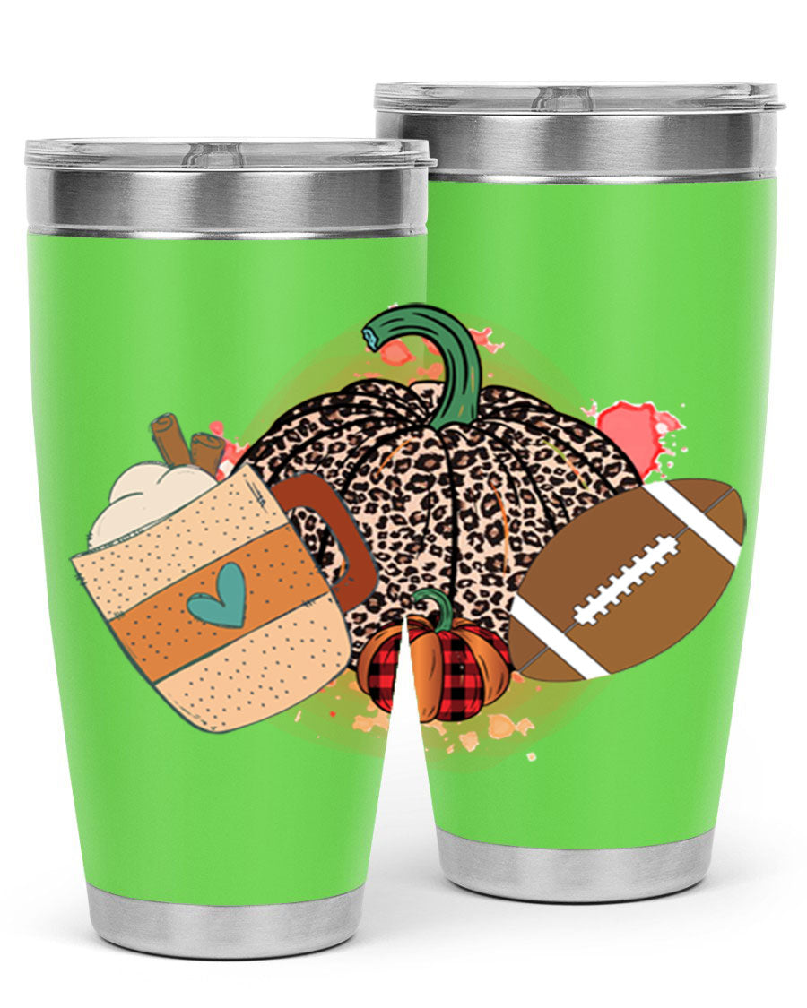 Happy Thanksgiving 250# tumbler in stainless steel with festive design, perfect for hot and cold beverages.
