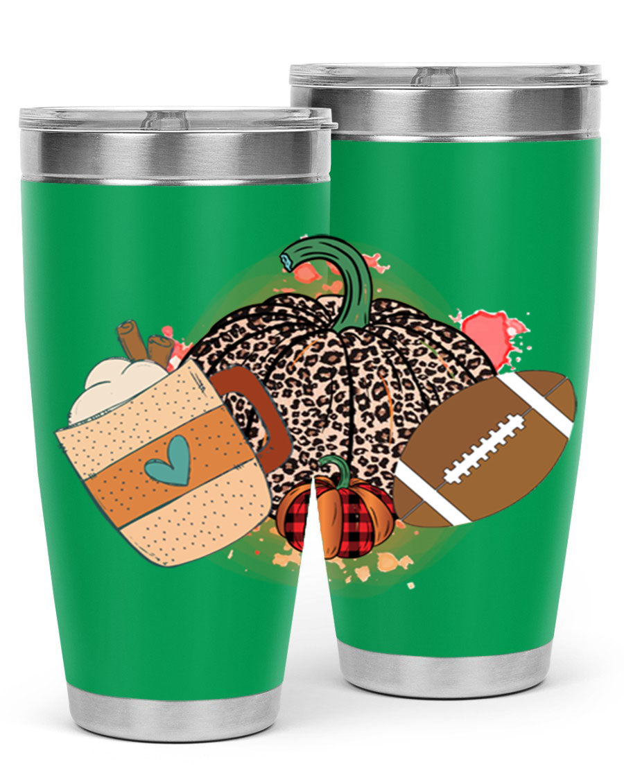 Happy Thanksgiving 250# tumbler in stainless steel with festive design, perfect for hot and cold beverages.