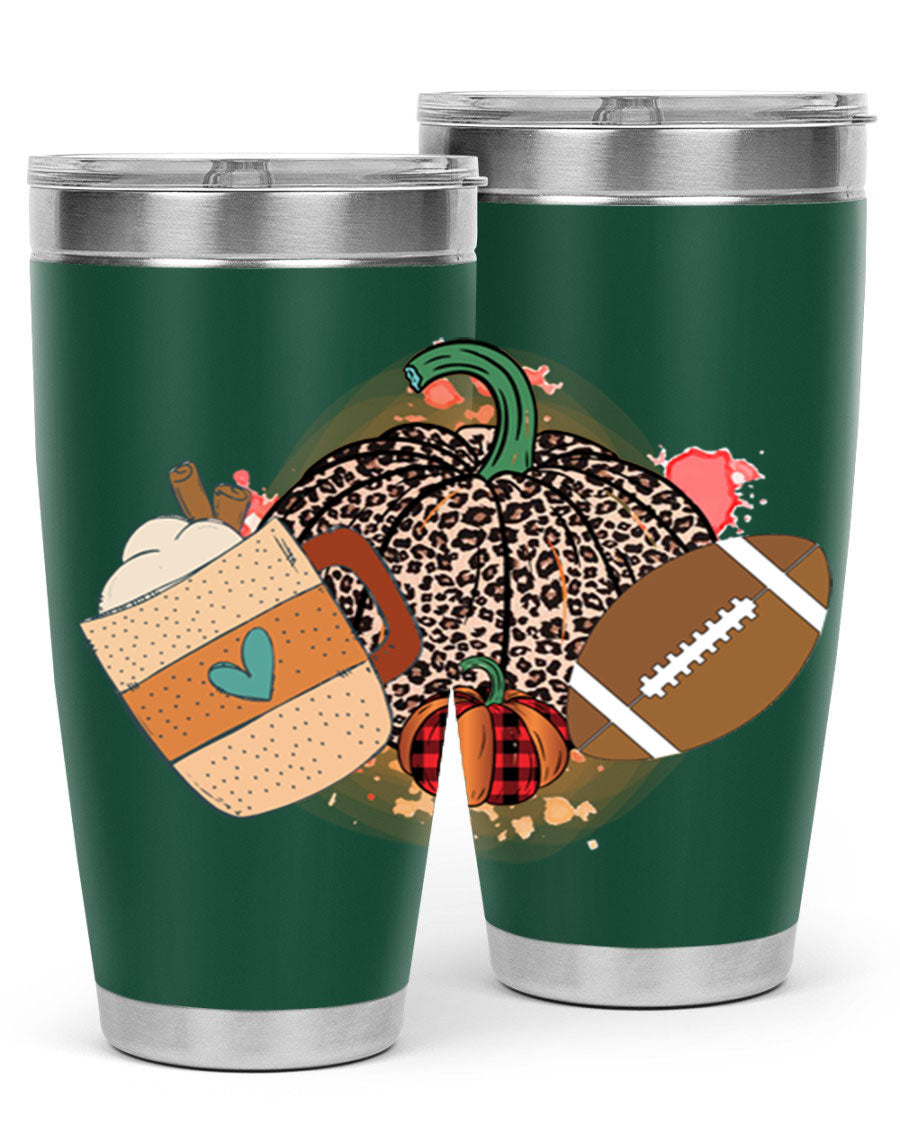 Happy Thanksgiving 250# tumbler in stainless steel with festive design, perfect for hot and cold beverages.