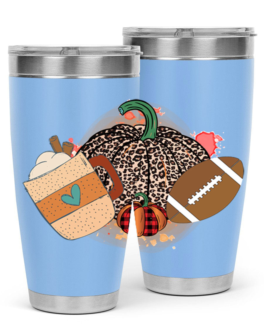 Happy Thanksgiving 250# tumbler in stainless steel with festive design, perfect for hot and cold beverages.