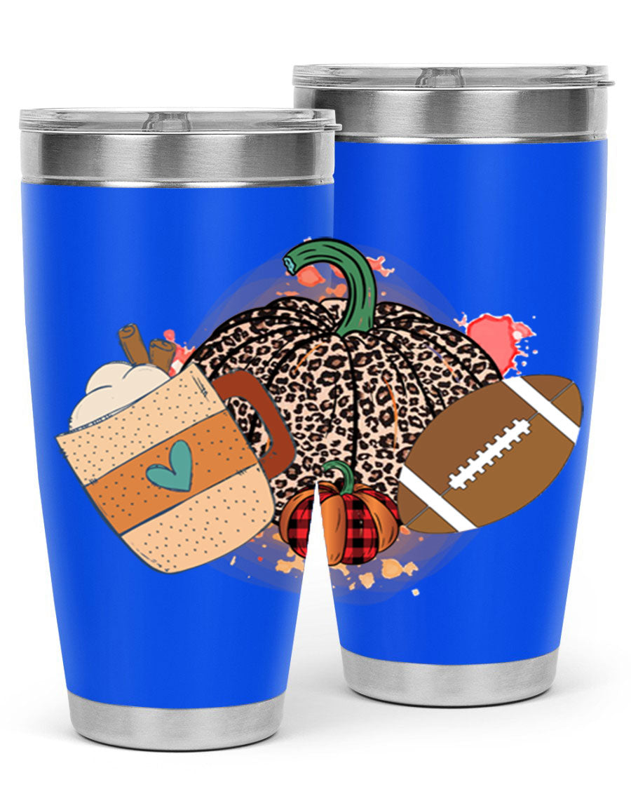 Happy Thanksgiving 250# tumbler in stainless steel with festive design, perfect for hot and cold beverages.