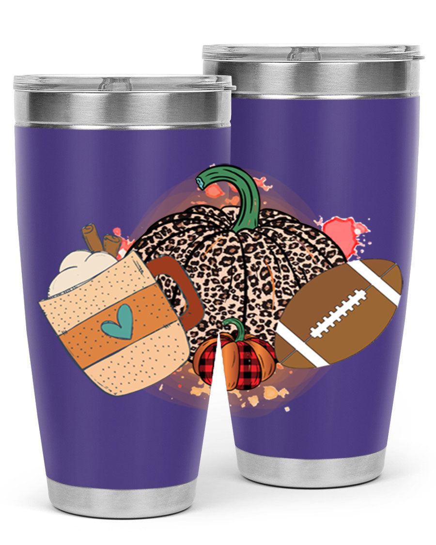 Happy Thanksgiving 250# tumbler in stainless steel with festive design, perfect for hot and cold beverages.