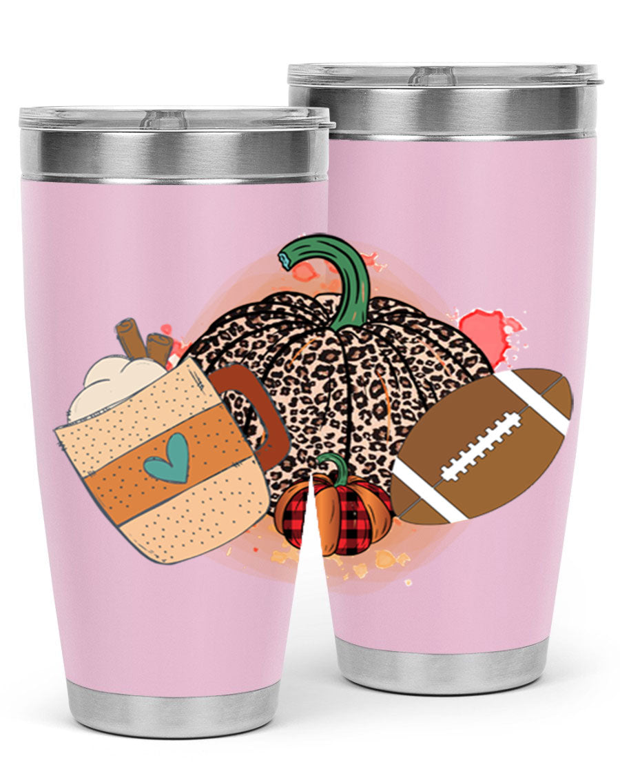 Happy Thanksgiving 250# tumbler in stainless steel with festive design, perfect for hot and cold beverages.