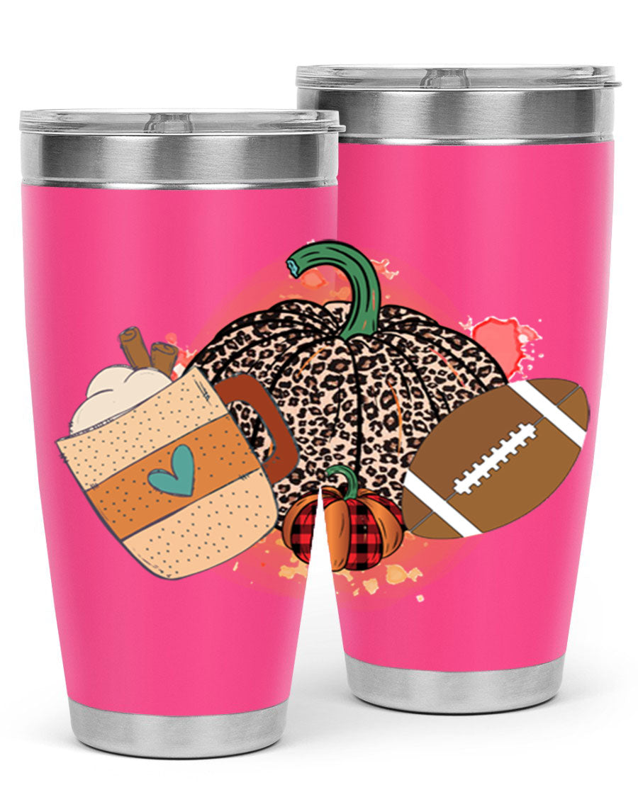 Happy Thanksgiving 250# tumbler in stainless steel with festive design, perfect for hot and cold beverages.