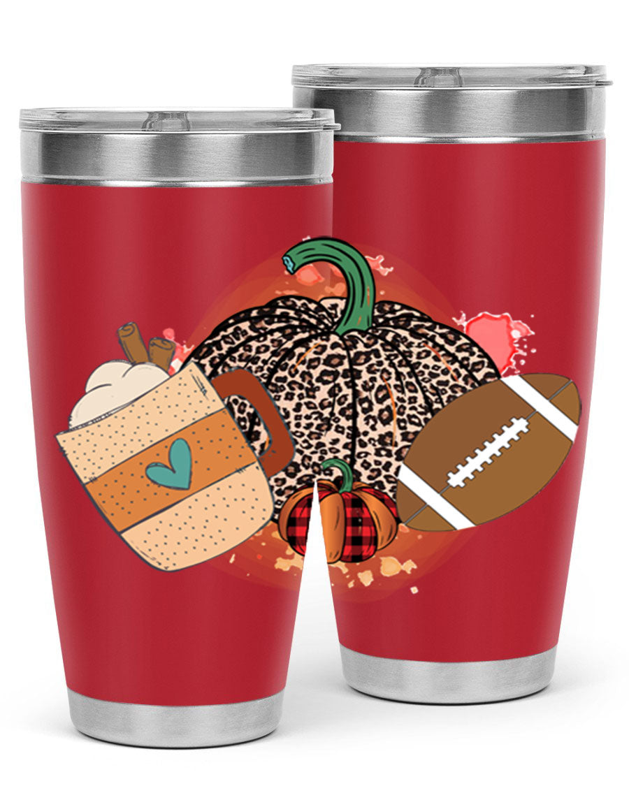 Happy Thanksgiving 250# tumbler in stainless steel with festive design, perfect for hot and cold beverages.