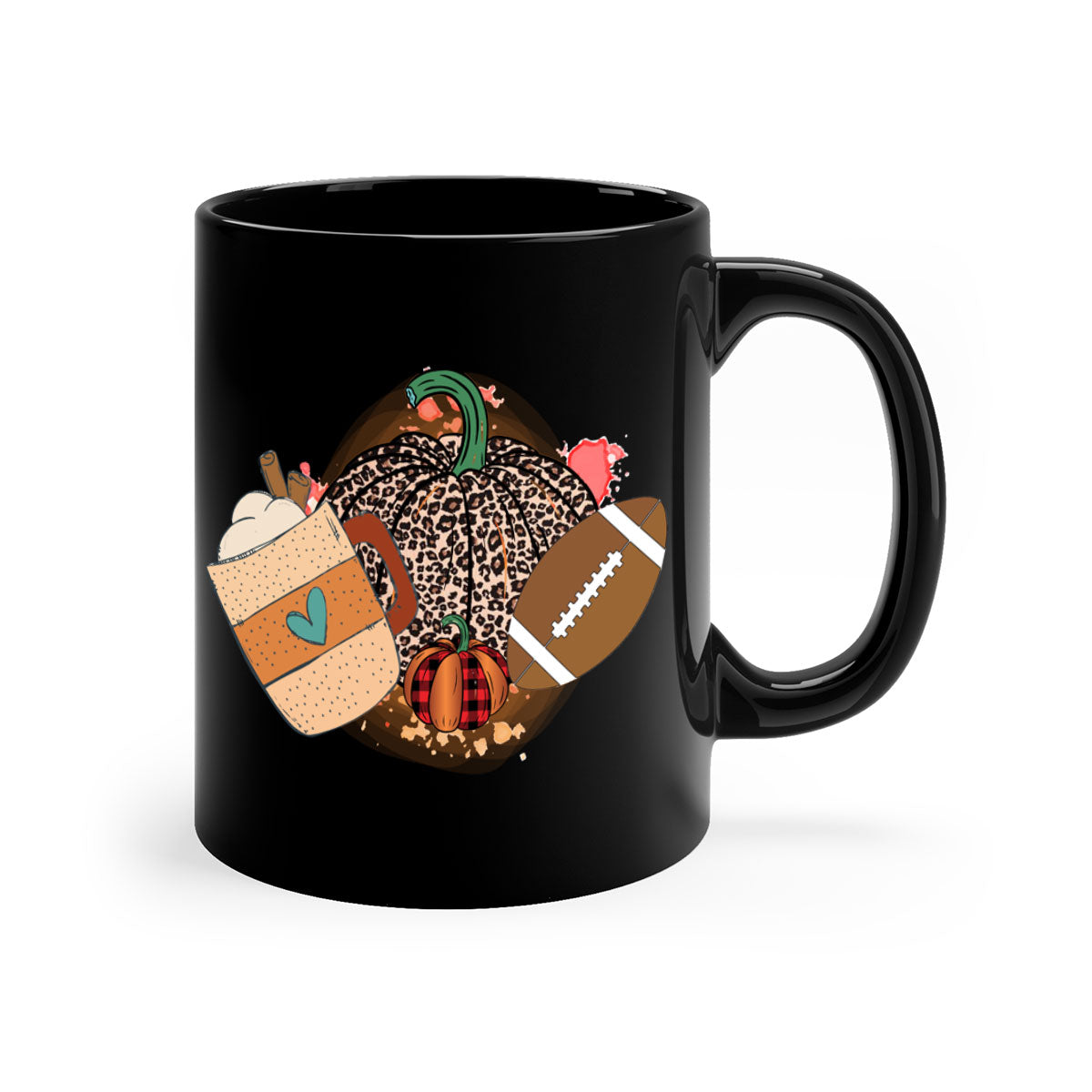 Happy Thanksgiving 250# Mug featuring a glossy finish, colored handle, and interior, available in five colors.
