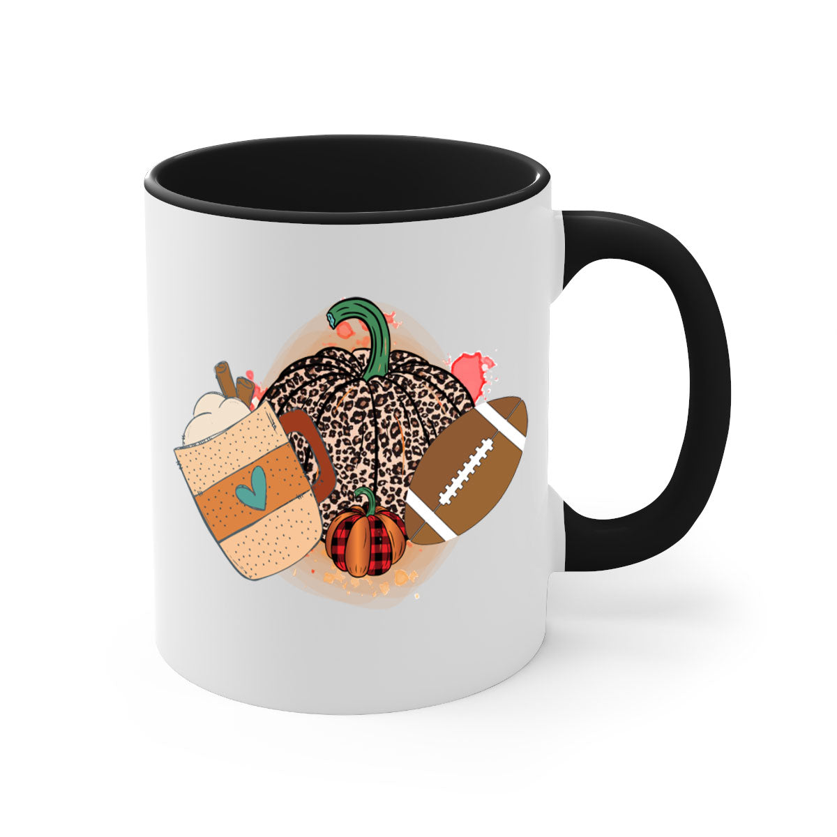 Happy Thanksgiving 250# Mug featuring a glossy finish, colored handle, and interior, available in five colors.