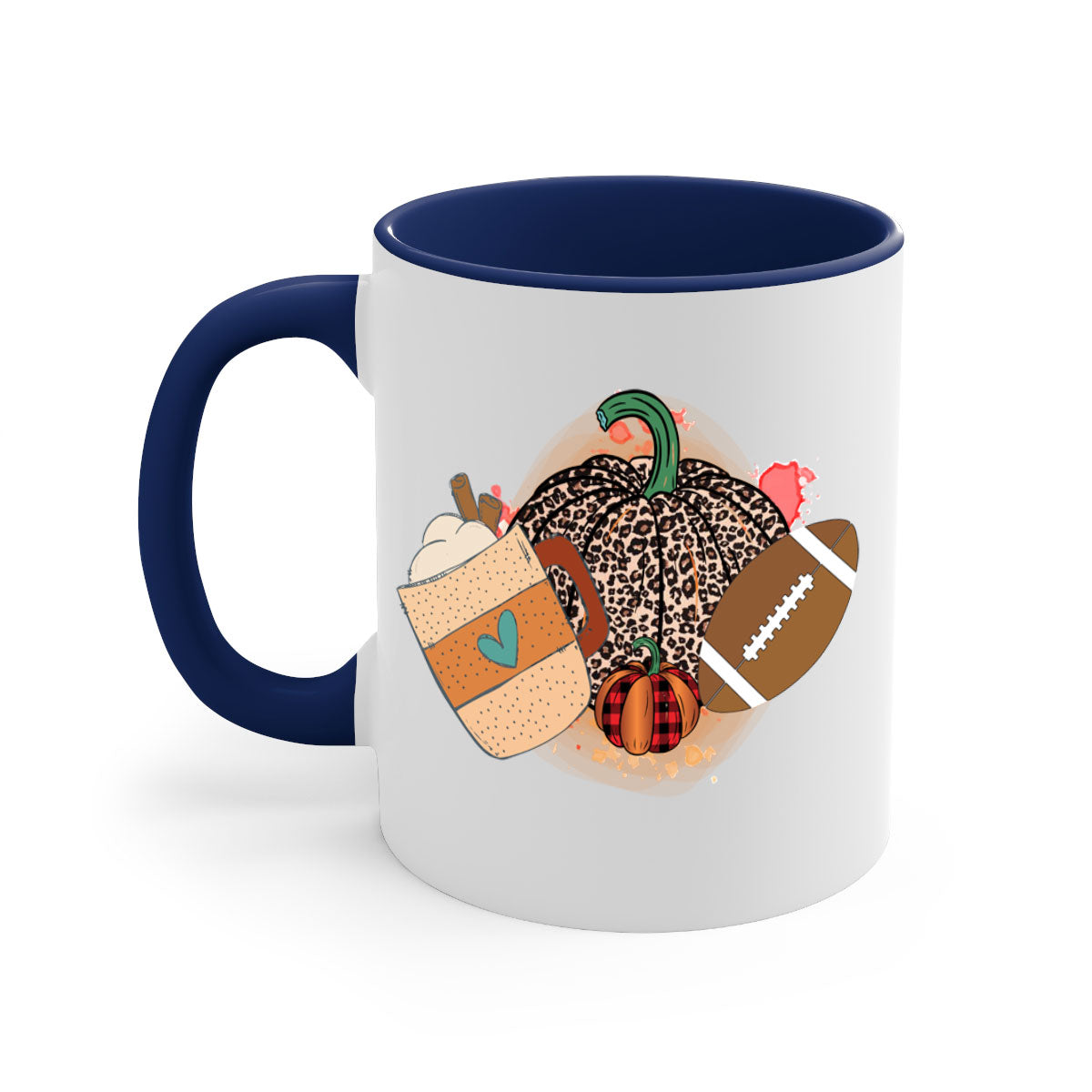 Happy Thanksgiving 250# Mug featuring a glossy finish, colored handle, and interior, available in five colors.