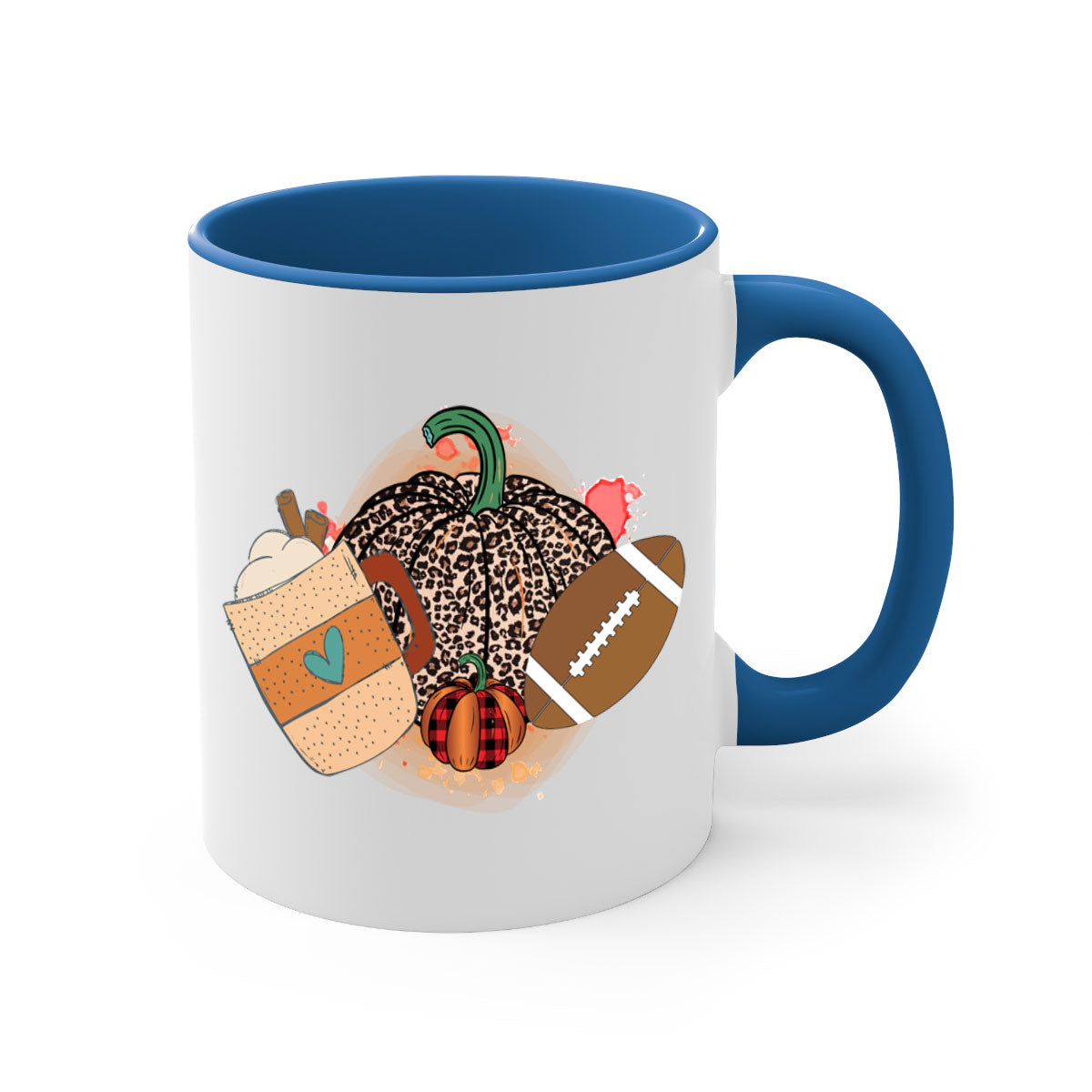 Happy Thanksgiving 250# Mug featuring a glossy finish, colored handle, and interior, available in five colors.
