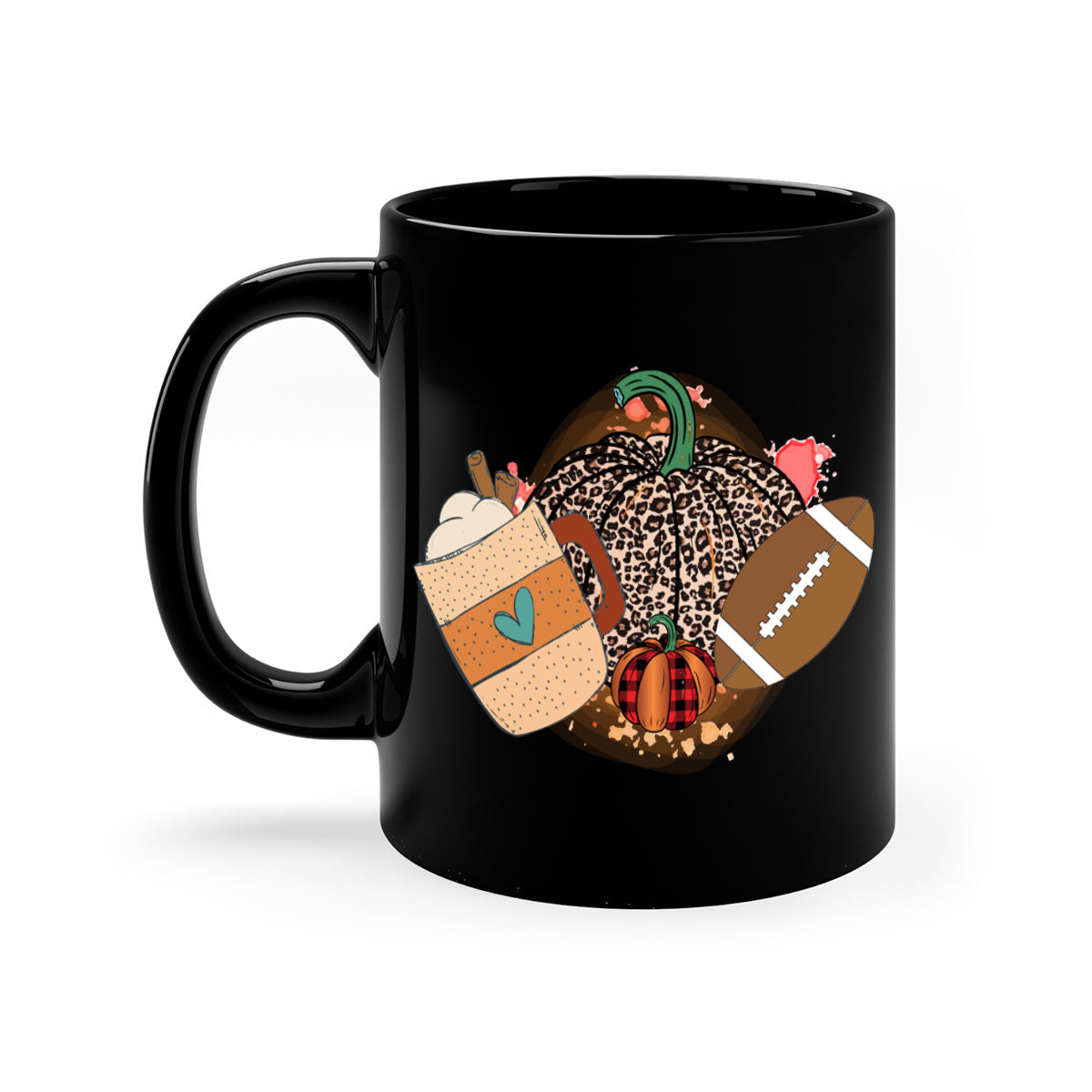 Happy Thanksgiving 250# Mug featuring a glossy finish, colored handle, and interior, available in five colors.