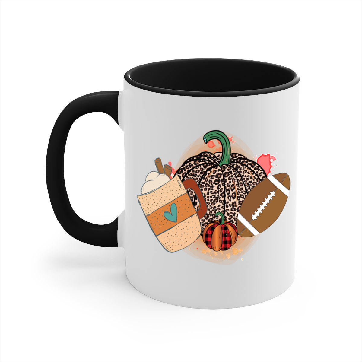Happy Thanksgiving 250# Mug featuring a glossy finish, colored handle, and interior, available in five colors.