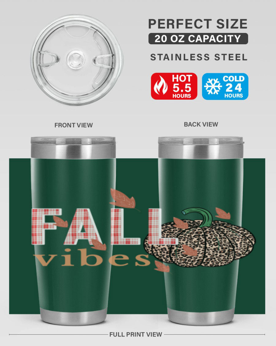 Happy Thanksgiving 252# tumbler in 20oz and 30oz sizes, showcasing double wall vacuum stainless steel design with festive Thanksgiving print.