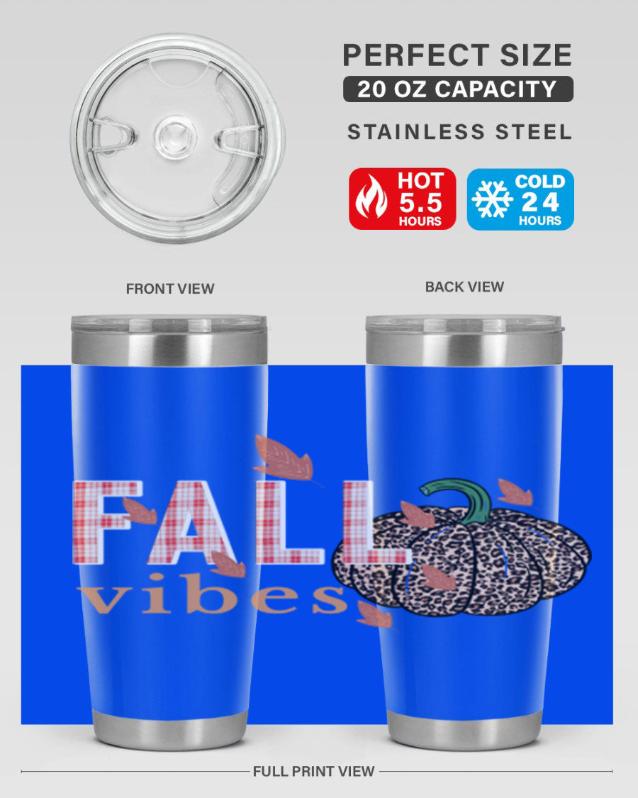 Happy Thanksgiving 252# tumbler in 20oz and 30oz sizes, showcasing double wall vacuum stainless steel design with festive Thanksgiving print.