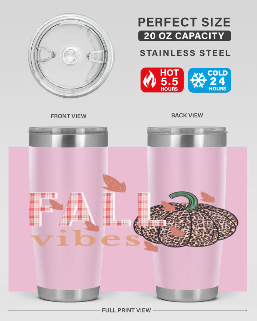 Happy Thanksgiving 252# tumbler in 20oz and 30oz sizes, showcasing double wall vacuum stainless steel design with festive Thanksgiving print.