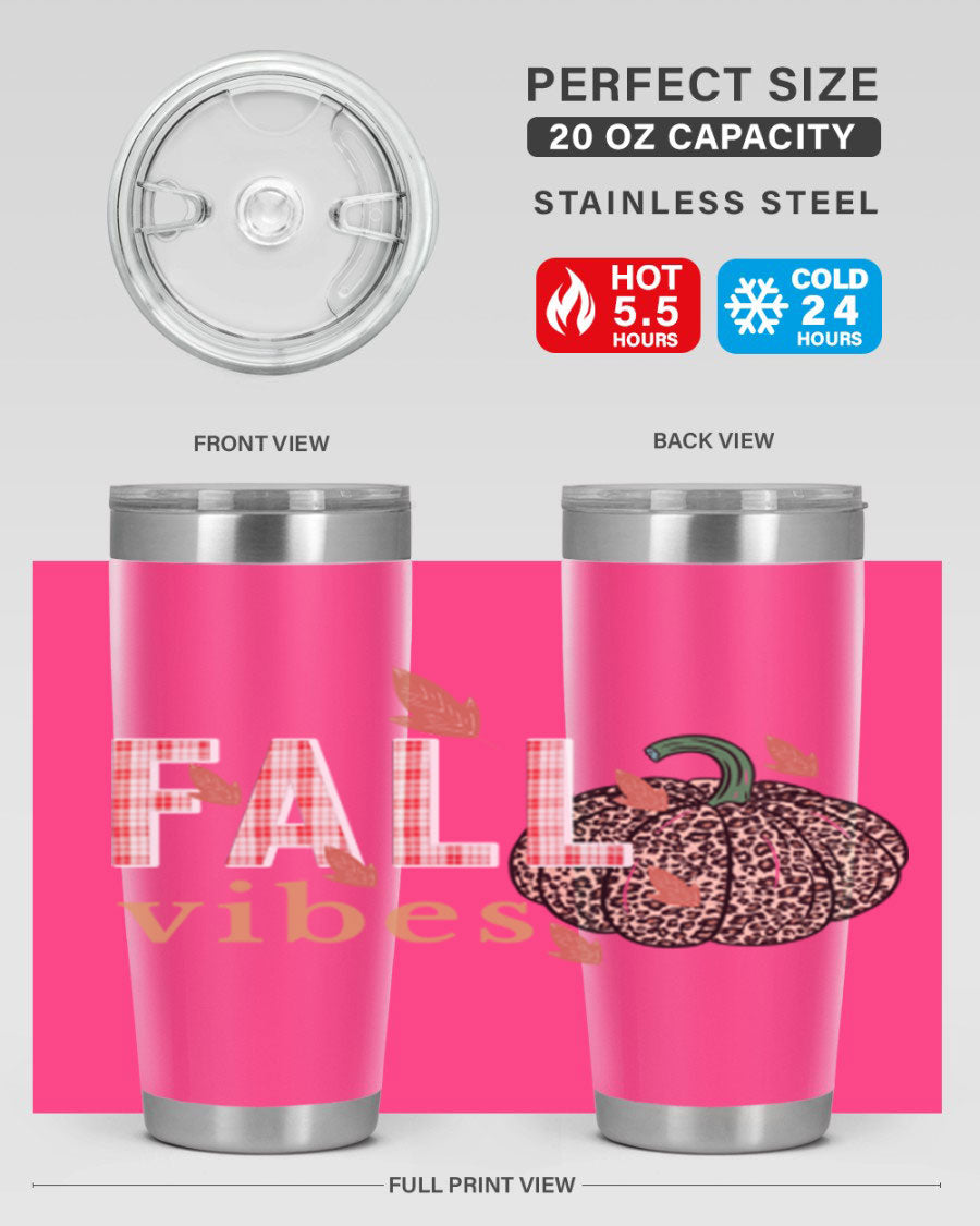 Happy Thanksgiving 252# tumbler in 20oz and 30oz sizes, showcasing double wall vacuum stainless steel design with festive Thanksgiving print.