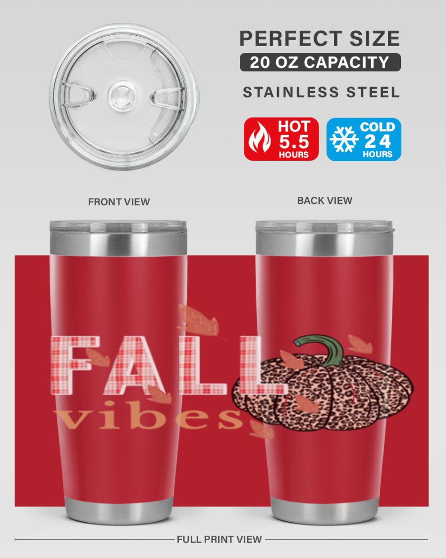 Happy Thanksgiving 252# tumbler in 20oz and 30oz sizes, showcasing double wall vacuum stainless steel design with festive Thanksgiving print.