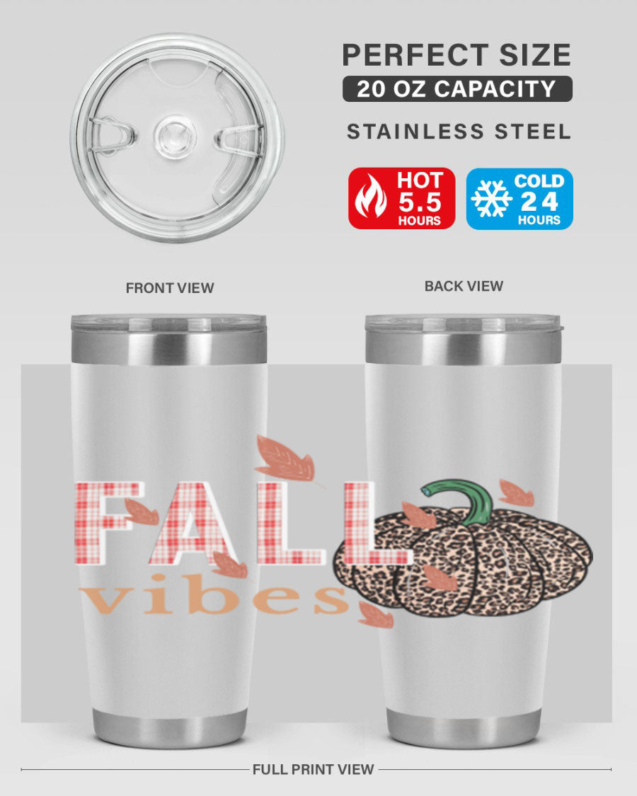 Happy Thanksgiving 252# tumbler in 20oz and 30oz sizes, showcasing double wall vacuum stainless steel design with festive Thanksgiving print.