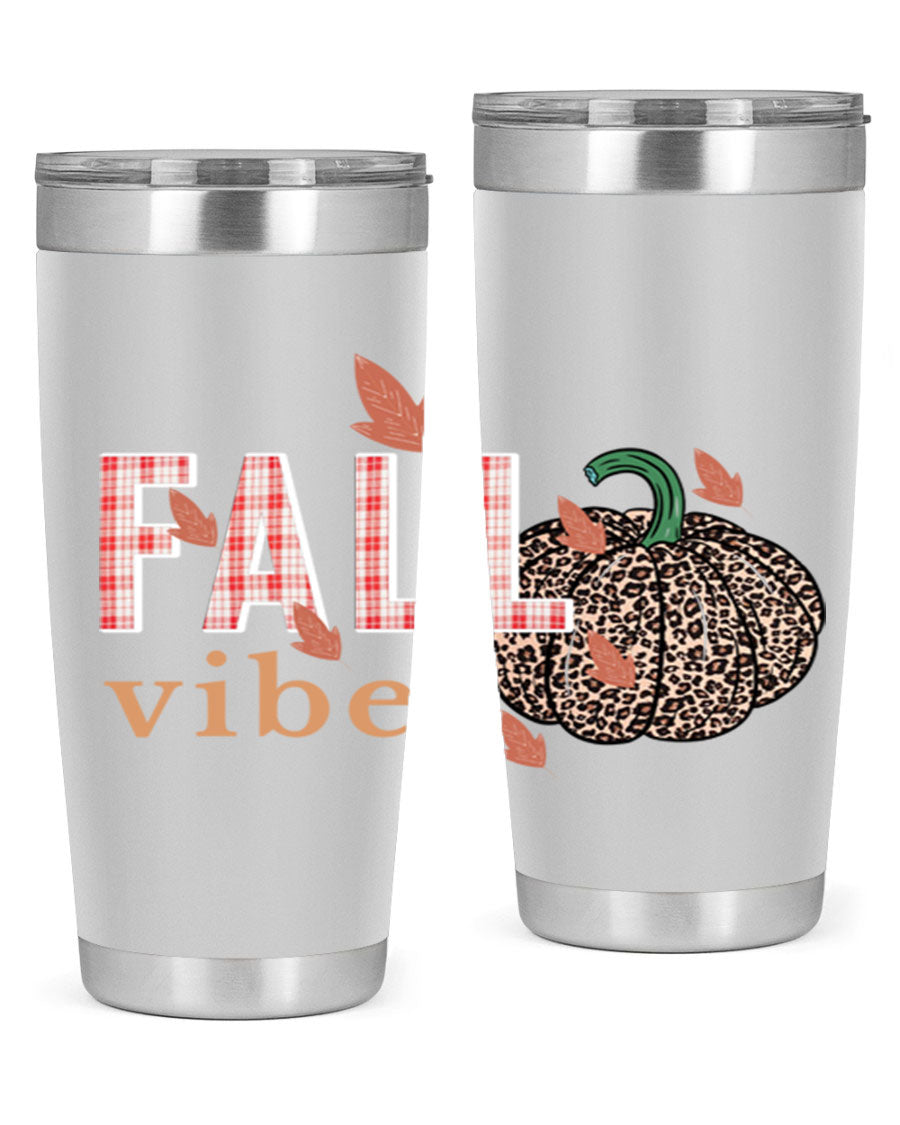 Happy Thanksgiving 252# tumbler in 20oz and 30oz sizes, showcasing double wall vacuum stainless steel design with festive Thanksgiving print.