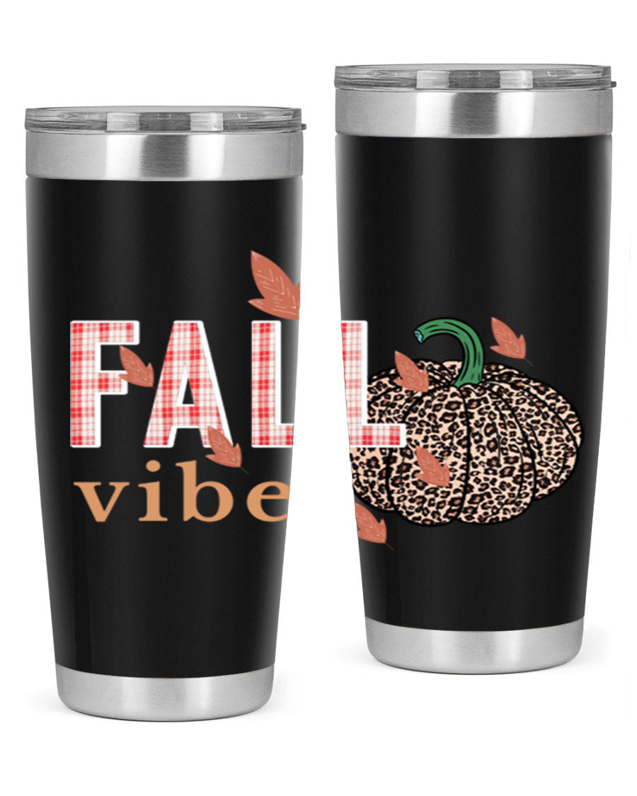 Happy Thanksgiving 252# tumbler in 20oz and 30oz sizes, showcasing double wall vacuum stainless steel design with festive Thanksgiving print.