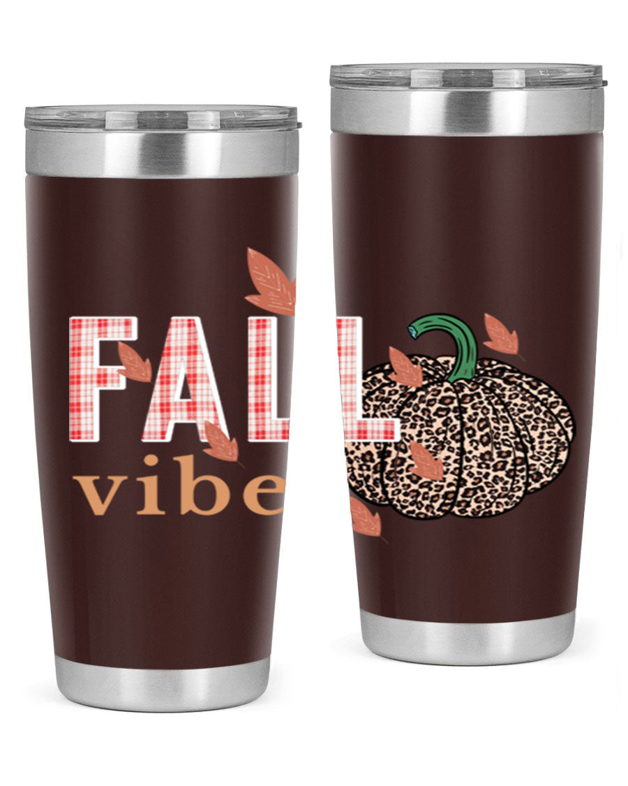 Happy Thanksgiving 252# tumbler in 20oz and 30oz sizes, showcasing double wall vacuum stainless steel design with festive Thanksgiving print.