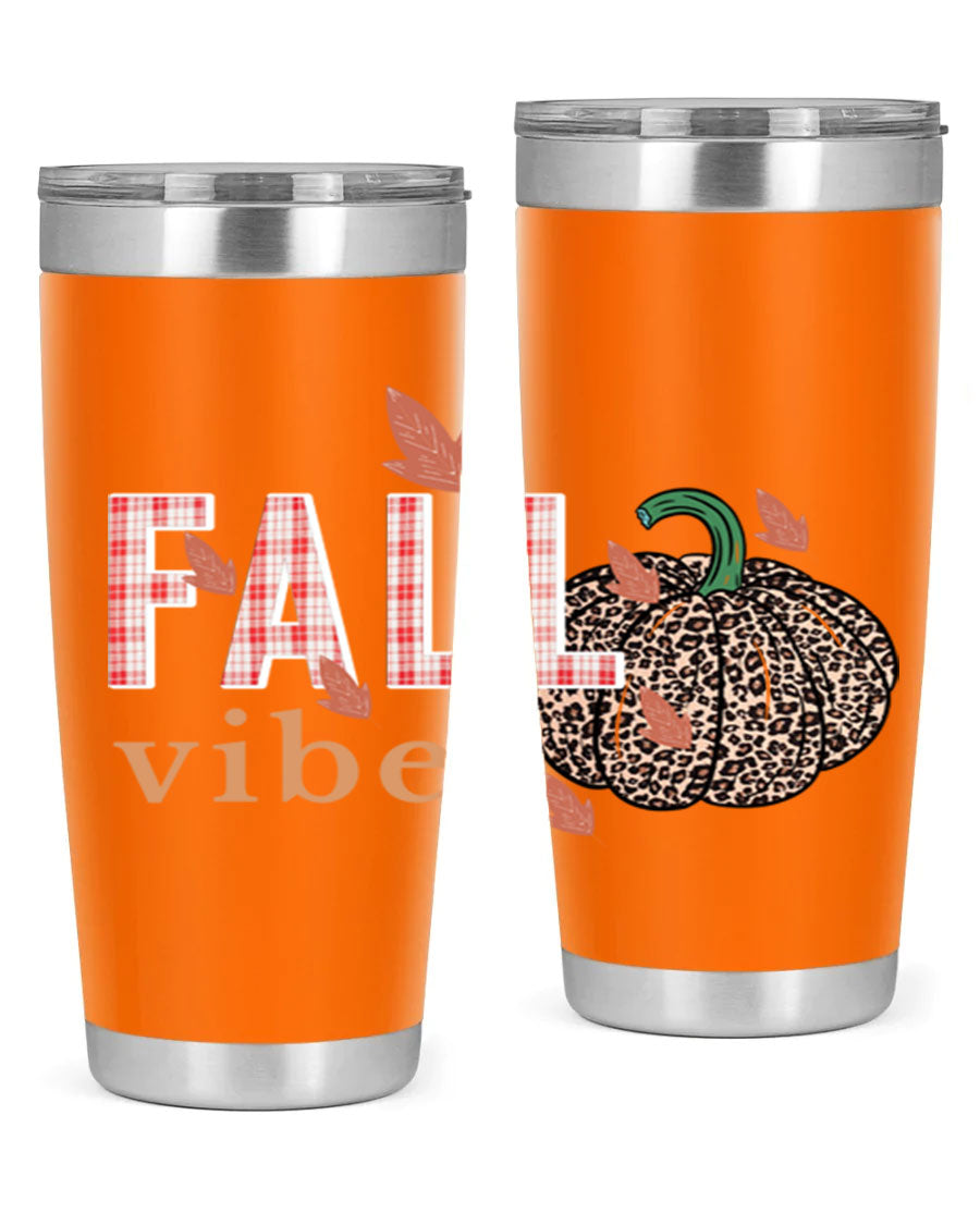 Happy Thanksgiving 252# tumbler in 20oz and 30oz sizes, showcasing double wall vacuum stainless steel design with festive Thanksgiving print.