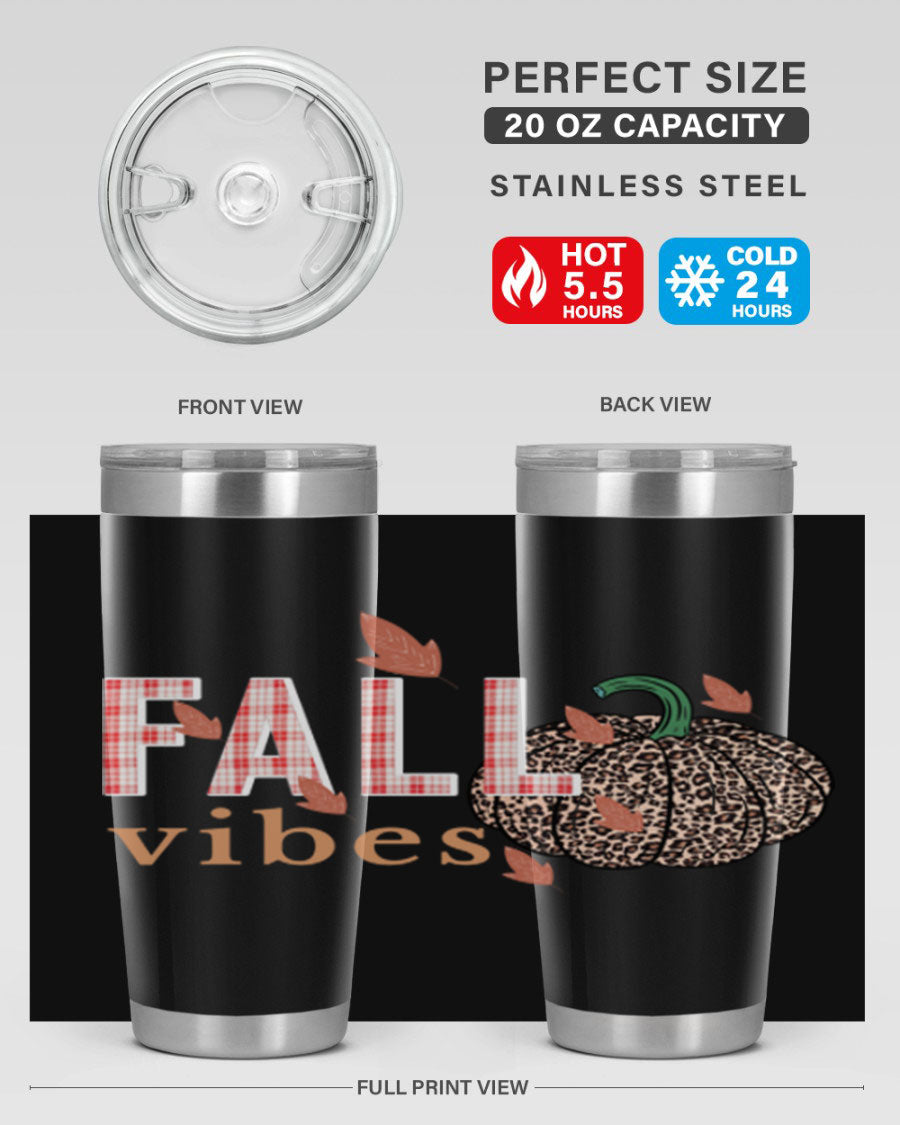 Happy Thanksgiving 252# tumbler in 20oz and 30oz sizes, showcasing double wall vacuum stainless steel design with festive Thanksgiving print.