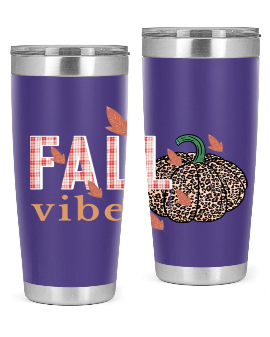 Happy Thanksgiving 252# tumbler in 20oz and 30oz sizes, showcasing double wall vacuum stainless steel design with festive Thanksgiving print.