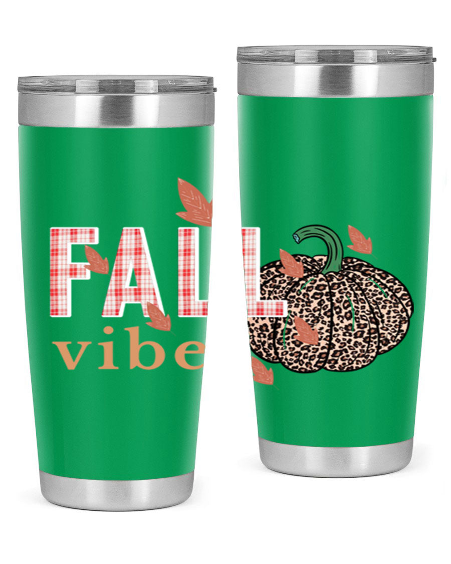 Happy Thanksgiving 252# tumbler in 20oz and 30oz sizes, showcasing double wall vacuum stainless steel design with festive Thanksgiving print.