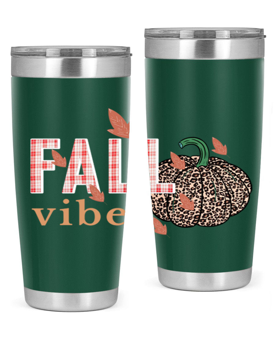 Happy Thanksgiving 252# tumbler in 20oz and 30oz sizes, showcasing double wall vacuum stainless steel design with festive Thanksgiving print.