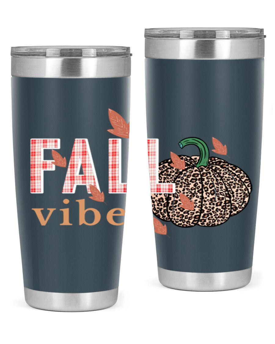 Happy Thanksgiving 252# tumbler in 20oz and 30oz sizes, showcasing double wall vacuum stainless steel design with festive Thanksgiving print.