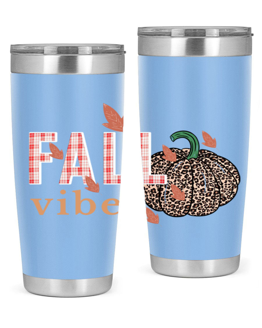 Happy Thanksgiving 252# tumbler in 20oz and 30oz sizes, showcasing double wall vacuum stainless steel design with festive Thanksgiving print.