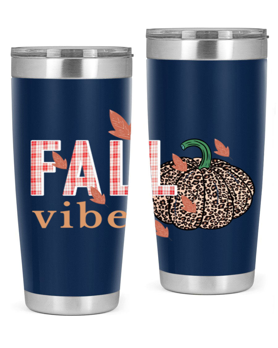 Happy Thanksgiving 252# tumbler in 20oz and 30oz sizes, showcasing double wall vacuum stainless steel design with festive Thanksgiving print.