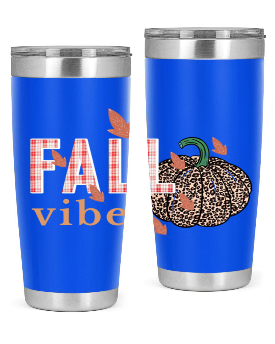 Happy Thanksgiving 252# tumbler in 20oz and 30oz sizes, showcasing double wall vacuum stainless steel design with festive Thanksgiving print.