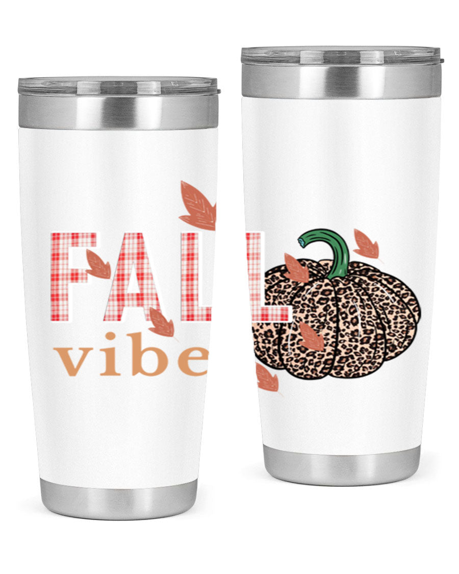 Happy Thanksgiving 252# tumbler in 20oz and 30oz sizes, showcasing double wall vacuum stainless steel design with festive Thanksgiving print.