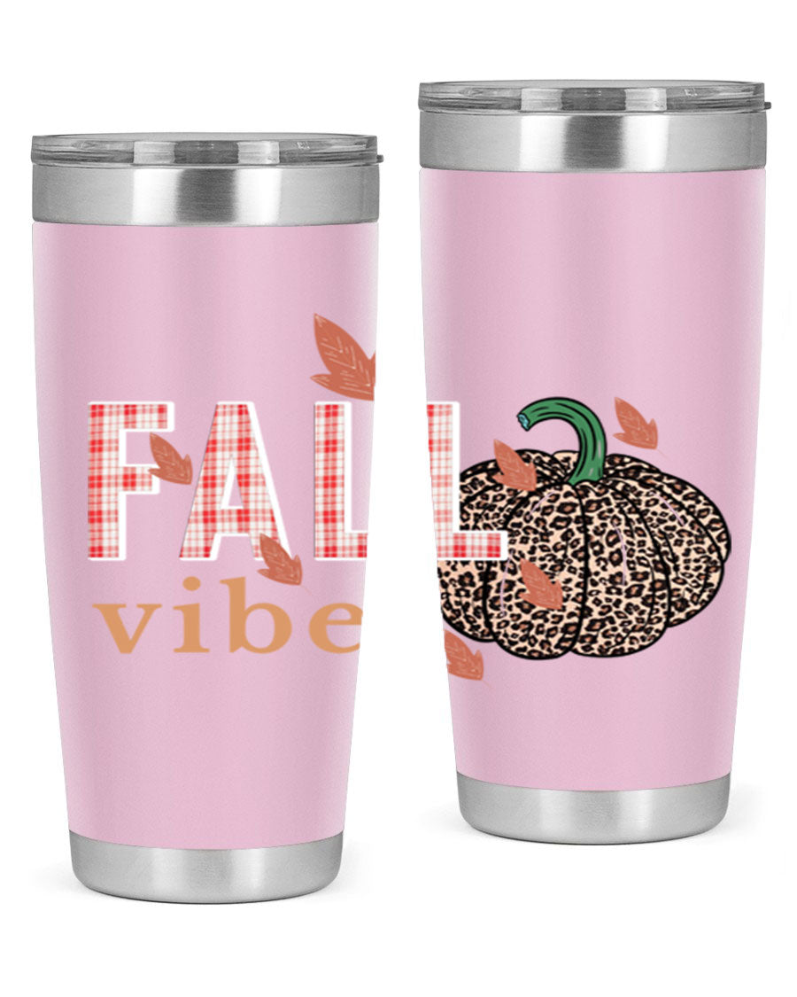 Happy Thanksgiving 252# tumbler in 20oz and 30oz sizes, showcasing double wall vacuum stainless steel design with festive Thanksgiving print.